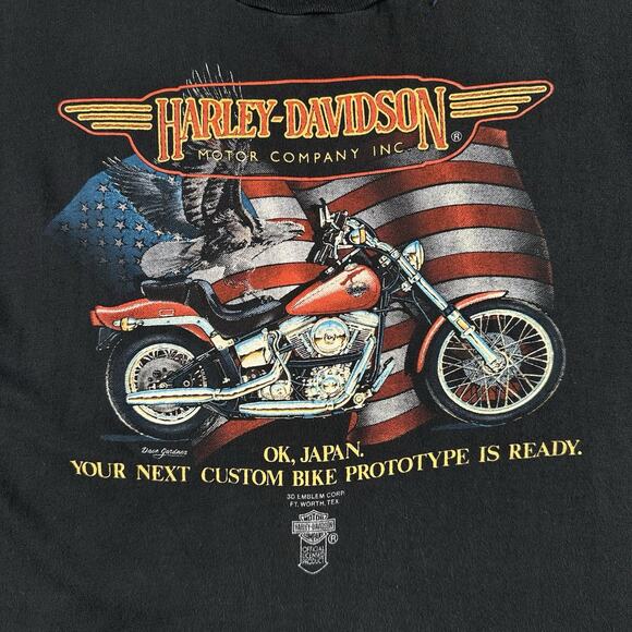 Vtg 80s Harley Davidson 3D Emblem T-Shirt Large Japan Prototype Motorcycle - Picture 8 of 16